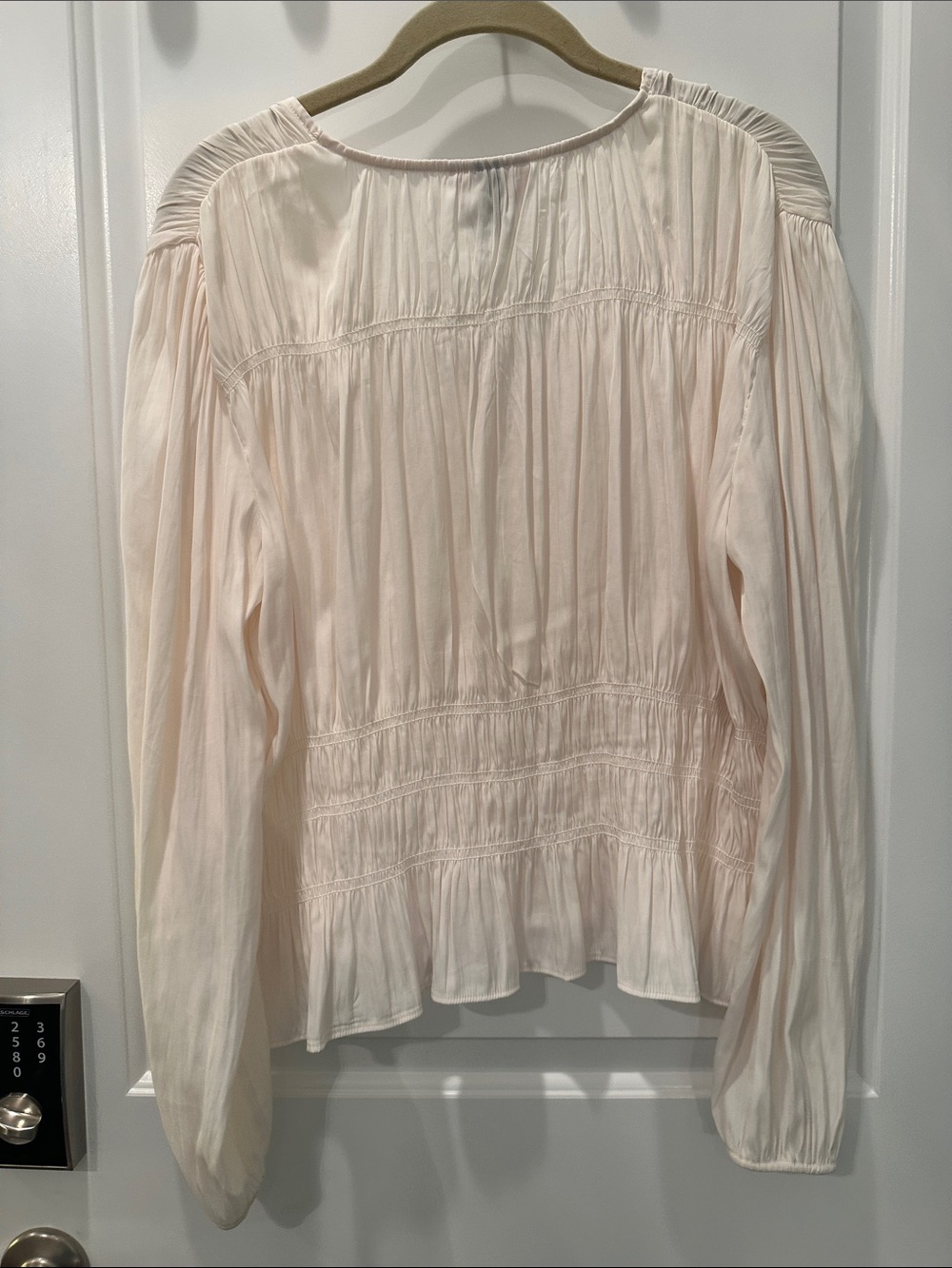 Target Cream Smocked-Waist V-Neck Blouse - Picture 3 of 3